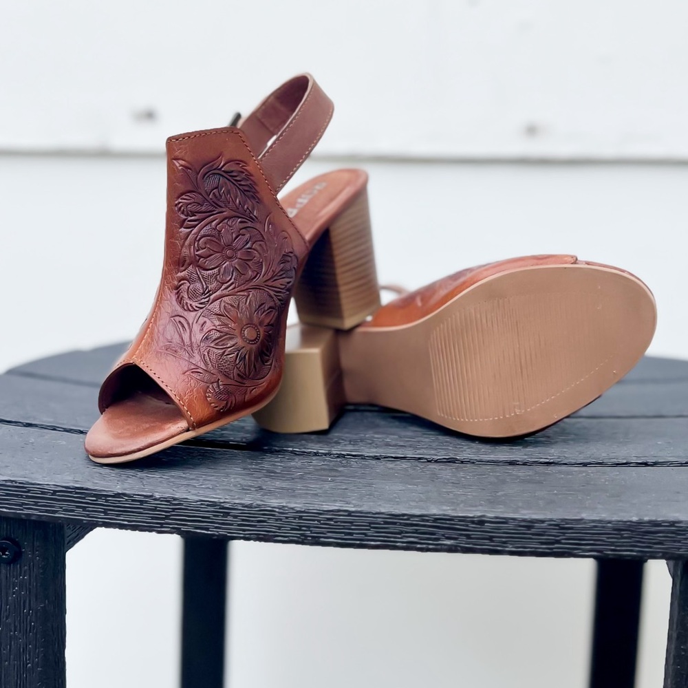 Roper Mika Heel - Tooled Leather - Gem